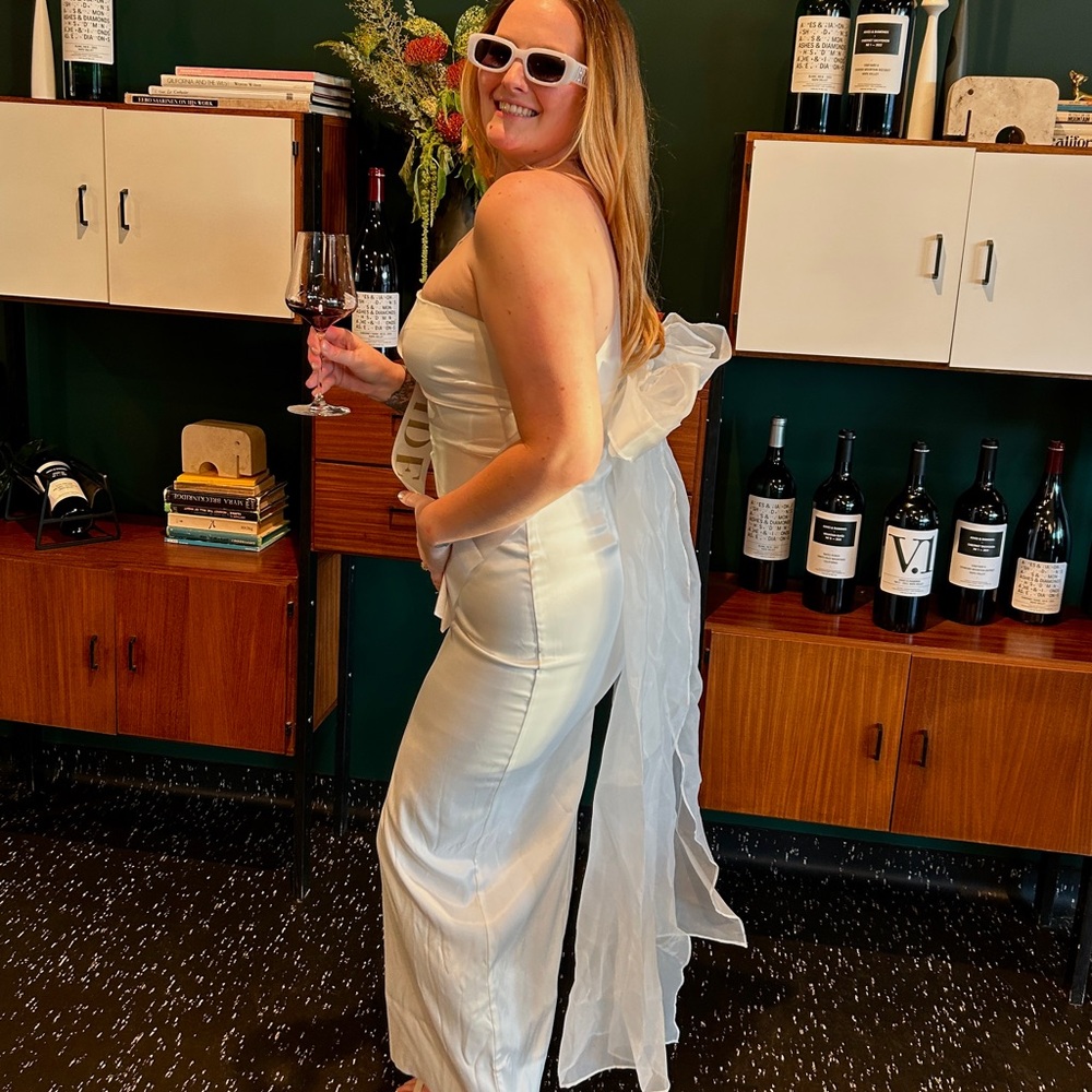 ALWAYS AND FOREVER BOW BACK MIDI DRESS WHITE - XL